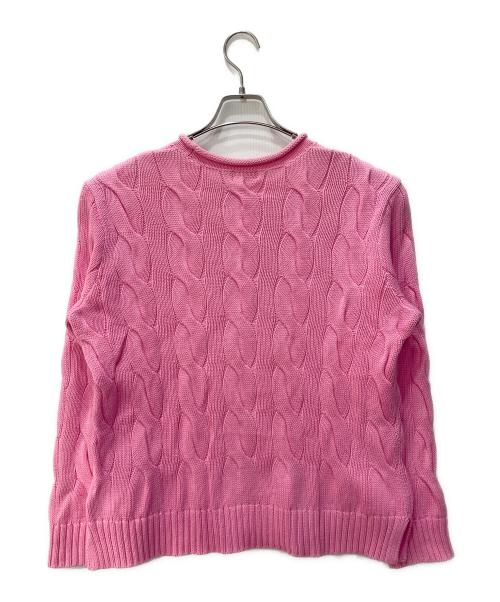 POLO RALPH LAUREN（ポロ・ラルフローレン）POLO RALPH LAUREN (ポロ・ラルフローレン) ロールネックケーブルニット ピンク サイズ:Ｍの古着・服飾アイテム