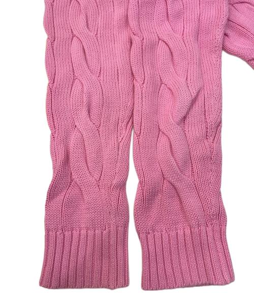 POLO RALPH LAUREN（ポロ・ラルフローレン）POLO RALPH LAUREN (ポロ・ラルフローレン) ロールネックケーブルニット ピンク サイズ:Ｍの古着・服飾アイテム