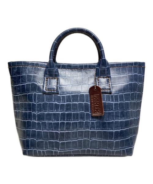 PROTO LEATHERS（プロトレザーズ）PROTO LEATHERS (プロトレザーズ) クロコ型押しレザーハンドバッグ インディゴの古着・服飾アイテム