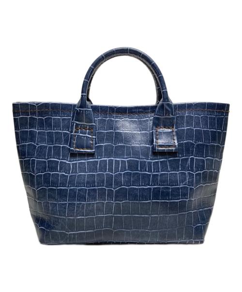 PROTO LEATHERS（プロトレザーズ）PROTO LEATHERS (プロトレザーズ) クロコ型押しレザーハンドバッグ インディゴの古着・服飾アイテム