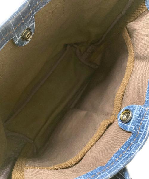 PROTO LEATHERS（プロトレザーズ）PROTO LEATHERS (プロトレザーズ) クロコ型押しレザーハンドバッグ インディゴの古着・服飾アイテム
