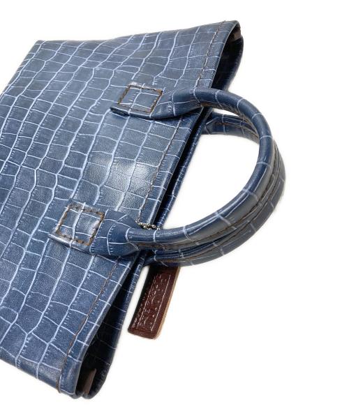 PROTO LEATHERS（プロトレザーズ）PROTO LEATHERS (プロトレザーズ) クロコ型押しレザーハンドバッグ インディゴの古着・服飾アイテム