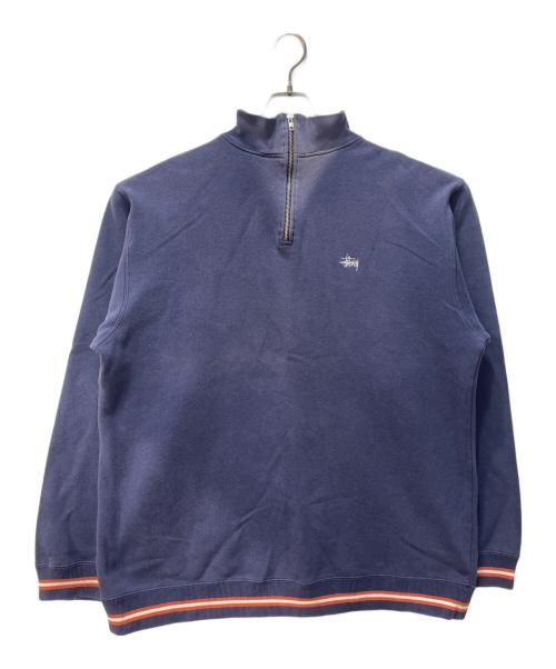 stussy（ステューシー）stussy (ステューシー) ハーフジップスウェット ネイビー サイズ:XLの古着・服飾アイテム