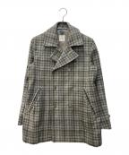 ts(s)ティーエスエス）の古着「チェックメルトンピーコート」｜グレー×グリーン