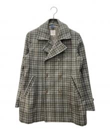 ts(s)（ティーエスエス）の古着「チェックメルトンピーコート」｜グレー×グリーン