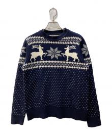 BEAMS（ビームス）の古着「エルボーパッチバーズアイニット」｜ネイビー