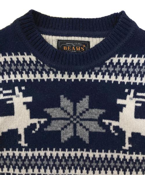 BEAMS（ビームス）BEAMS (ビームス) エルボーパッチバーズアイニット ネイビー サイズ:Sの古着・服飾アイテム