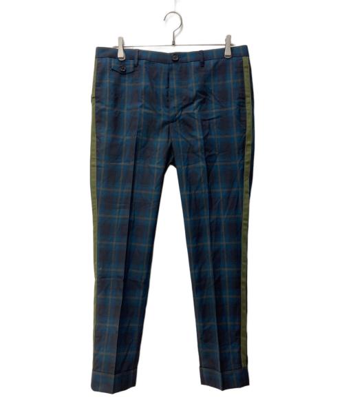 PS Paul Smith（ＰＳポールスミス）PS Paul Smith (ＰＳポールスミス) サイドラインブラックウォッチパンツ グリーン サイズ:ＸＬの古着・服飾アイテム