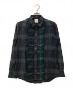PAUL SMITHポールスミス）の古着「BLACK WATCH RUFFLE SHIRT」｜グリーン