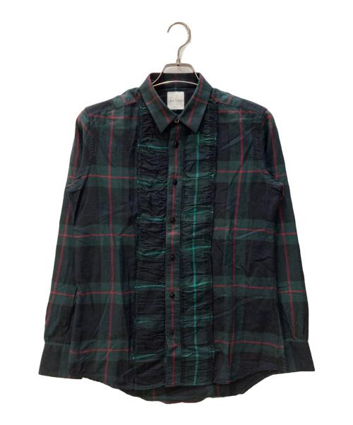 PAUL SMITH（ポールスミス）Paul Smith (ポールスミス) BLACK WATCH RUFFLE SHIRT グリーン サイズ:Mの古着・服飾アイテム