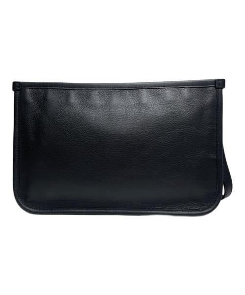 Salvatore Ferragamo（サルヴァトーレ フェラガモ）Salvatore Ferragamo (サルヴァトーレ フェラガモ) レザー エンボスロゴ クラッチバッグ ブラックの古着・服飾アイテム