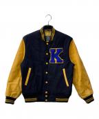 MACBETHマクベス）の古着「レザー切替スタジャン」｜ネイビー