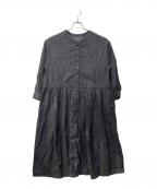nest Robeネストローブ）の古着「コットンリネンダンガリーギャザーワンピース」｜インディゴ