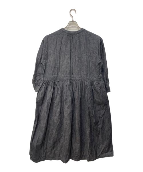 nest Robe（ネストローブ）nest Robe (ネストローブ) コットンリネンダンガリーギャザーワンピース インディゴ サイズ:FREEの古着・服飾アイテム