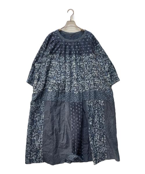 45R（フォーティファイブ・アール）45R (フォーティファイブ・アール) タペットの小花パッチワークドレス インディゴ サイズ:FREEの古着・服飾アイテム
