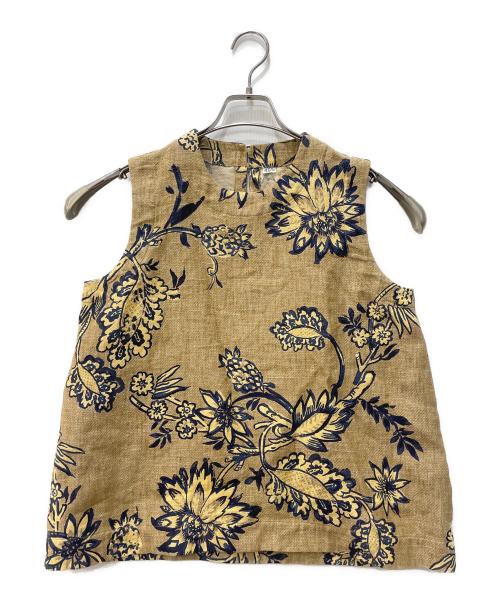 45R（フォーティファイブ・アール）45R (フォーティファイブ・アール) コットンリネン二重織のノースリーブトップ ベージュ サイズ:2の古着・服飾アイテム