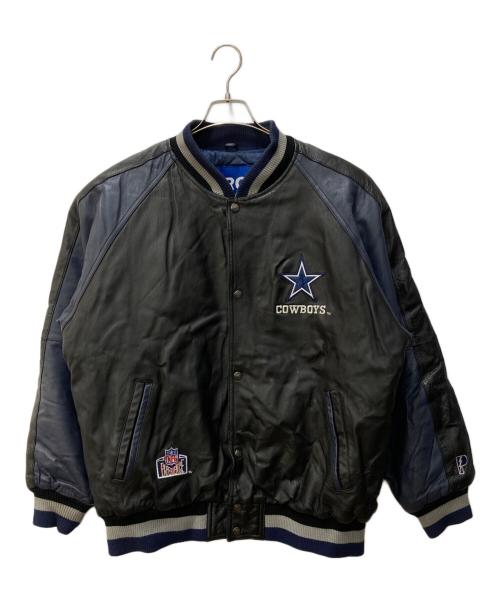 Pro Player（プロ プレイヤー）Pro Player (プロ プレイヤー) レザースタジャン ネイビー×ブラック サイズ:Lの古着・服飾アイテム