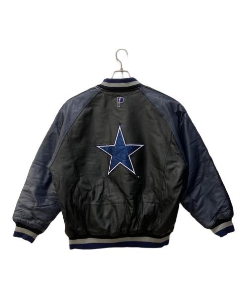 Pro Player（プロ プレイヤー）Pro Player (プロ プレイヤー) レザースタジャン ネイビー×ブラック サイズ:Lの古着・服飾アイテム