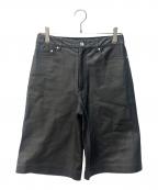 INSCRIREアンスクリア）の古着「レザーショートパンツ」｜ブラック