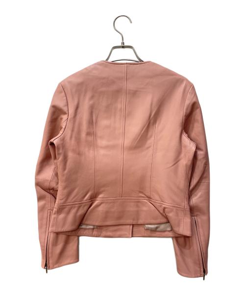 EPOCA（エポカ）EPOCA (エポカ) ノーカラーレザーライダースジャケット ピンク サイズ:40の古着・服飾アイテム