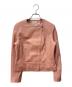 EPOCA（エポカ）の古着「ノーカラーレザーライダースジャケット」｜ピンク