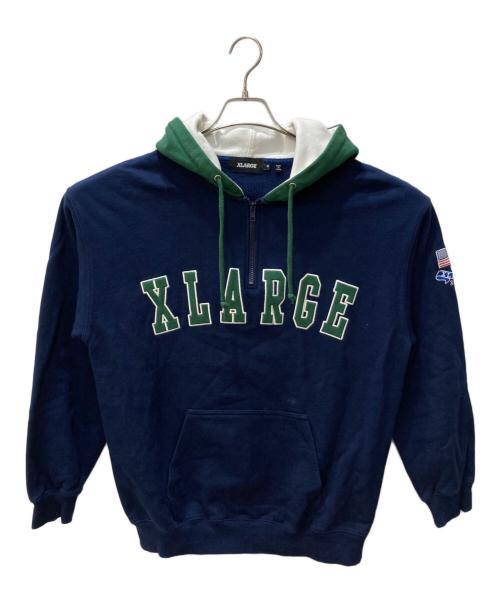 X-LARGE（エクストララージ）X-LARGE (エクストララージ) ハーフジップパーカー ネイビー サイズ:Mの古着・服飾アイテム