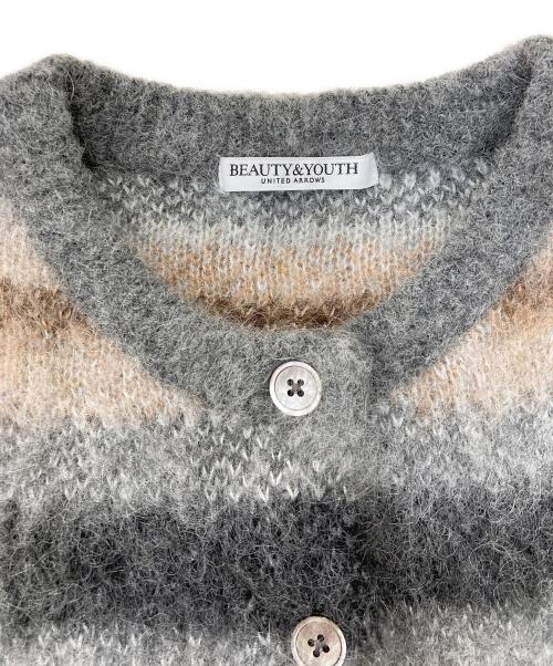 BEAUTY&YOUTH（ビューティーアンドユース）BEAUTY&YOUTH (ビューティーアンドユース) カスリボーダーニットカーディガン グレー サイズ:サイズ表記無しの古着・服飾アイテム