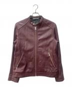 renoma HOMMEレノマオム）の古着「ラムレザーシングルライダースジャケット」｜バーガンディー