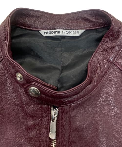 renoma HOMME（レノマオム）renoma HOMME (レノマオム) ラムレザーシングルライダースジャケット バーガンディー サイズ:Lの古着・服飾アイテム