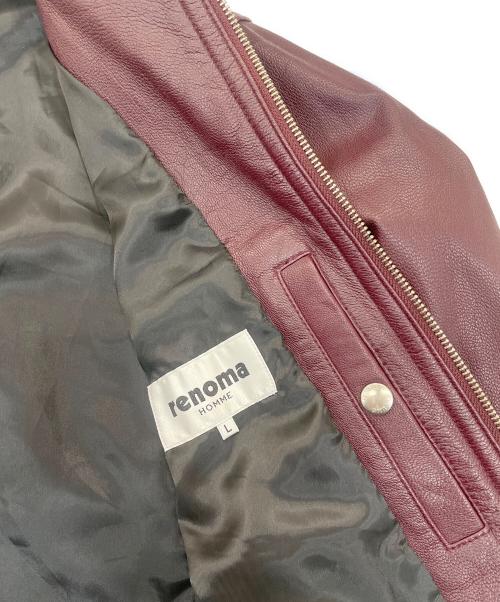 renoma HOMME（レノマオム）renoma HOMME (レノマオム) ラムレザーシングルライダースジャケット バーガンディー サイズ:Lの古着・服飾アイテム