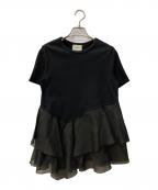 UNITED ARROWS TOKYOユナイテッドアローズトウキョウ）の古着「イレギュラーティアード コンビ Tシャツ」｜ブラック