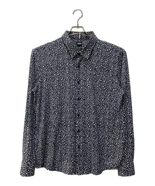 BOSS（ボス）BOSS (ボス) 花柄ストレッチシャツ ネイビー サイズ:XXLの古着・服飾アイテム