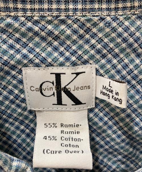 Calvin Klein Jeans（カルバンクラインジーンズ）Calvin Klein Jeans (カルバンクラインジーンズ) リネン混トラッカージャケット ブルー サイズ:Lの古着・服飾アイテム