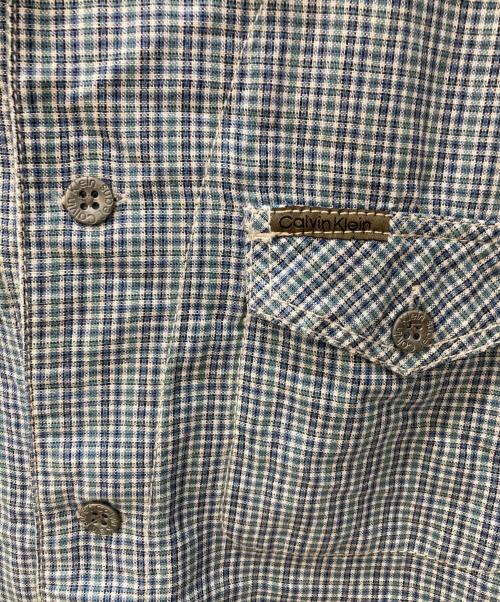 Calvin Klein Jeans（カルバンクラインジーンズ）Calvin Klein Jeans (カルバンクラインジーンズ) リネン混トラッカージャケット ブルー サイズ:Lの古着・服飾アイテム