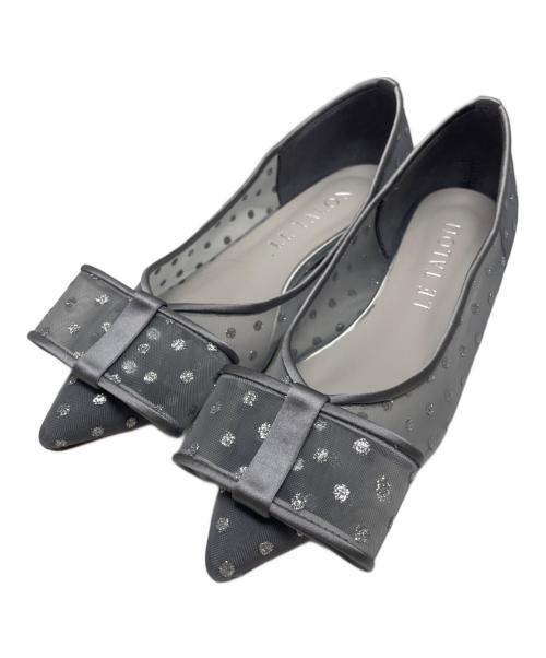 Le Talon（ル タロン）Le Talon (ル タロン) ポインテッドチュールリボンフラット グレー サイズ:22の古着・服飾アイテム