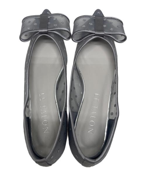 Le Talon（ル タロン）Le Talon (ル タロン) ポインテッドチュールリボンフラット グレー サイズ:22の古着・服飾アイテム