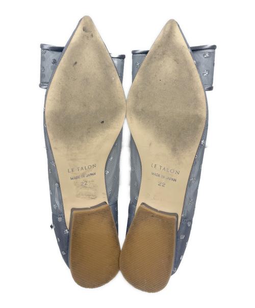 Le Talon（ル タロン）Le Talon (ル タロン) ポインテッドチュールリボンフラット グレー サイズ:22の古着・服飾アイテム
