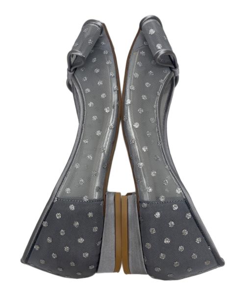 Le Talon（ル タロン）Le Talon (ル タロン) ポインテッドチュールリボンフラット グレー サイズ:22の古着・服飾アイテム