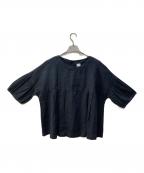 BASCOバスコ）の古着「リネンブラウス」｜ブラック