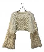 ackaエーシーケーエー）の古着「fringe short knit」｜ベージュ