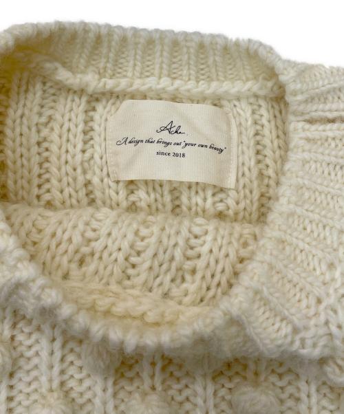 acka（エーシーケーエー）Acka (エーシーケーエー) fringe short knit ベージュ サイズ:Fの古着・服飾アイテム