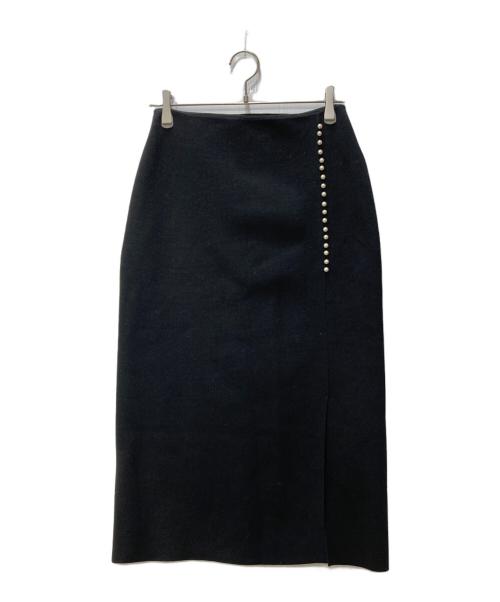 TOMORROW LAND（トゥモローランド）TOMORROW LAND (トゥモローランド) ウールポリエステルパールボタンスカート ブラック サイズ:36の古着・服飾アイテム