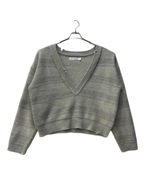 SandWaterr（サンドウォーター）SANDWATERR (サンドウォーター) ダメージ加工Vネックセーター グレー サイズ:Mの古着・服飾アイテム