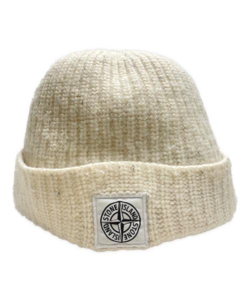 STONE ISLAND（ストーンアイランド）STONE ISLAND (ストーンアイランド) リブニット ビーニー ホワイトの古着・服飾アイテム
