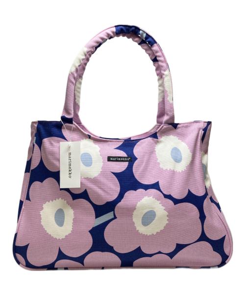 marimekko（マリメッコ）marimekko (マリメッコ) キャンバストートバッグ ピンク×ネイビー 未使用品の古着・服飾アイテム