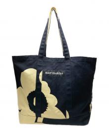 marimekko（マリメッコ）の古着「Peruskassi Juhla Unikko」｜ブラック×イエロー