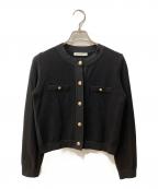 M-PREMIERエムプルミエ）の古着「ゴールドボタンニットジャケット」｜ブラック