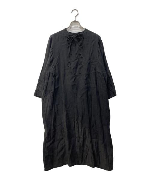 YARRA（ヤラ）YARRA (ヤラ) リネンブラウスワンピース ブラック サイズ:FREEの古着・服飾アイテム