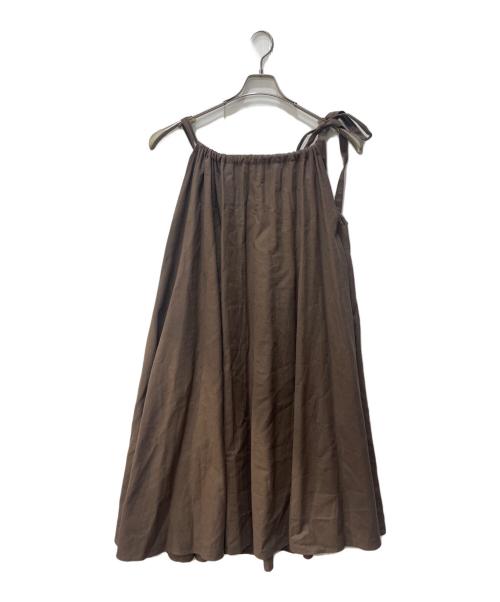 THE FACTORY（ザ ファクトリー）the factory (ザ ファクトリー) リネンキャミソールワンピース ブラウン サイズ:サイズ表記無しの古着・服飾アイテム