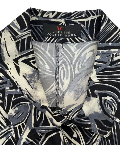 L'EQUIPE YOSHIE INABA（レキップ ヨシエイナバ）L'EQUIPE YOSHIE INABA (レキップ ヨシエイナバ) 総柄ノースリーブシャツワンピース ブラック サイズ:17の古着・服飾アイテム